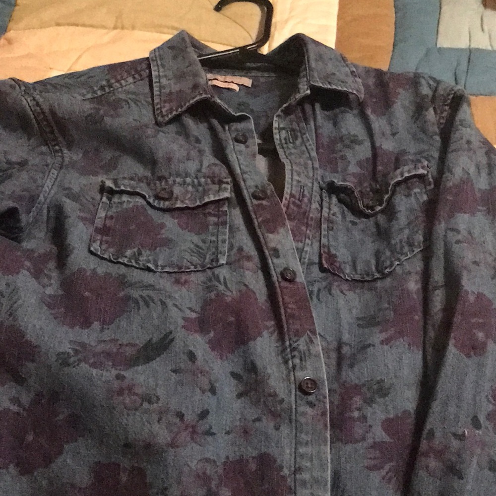 Long sleeve floral denim shirt ZARA MAN